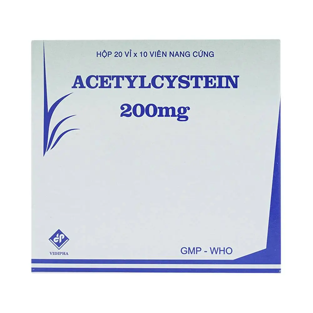 Acetylcystein 200mg hộp 20 vỉ x 10 viên nang Vidipha