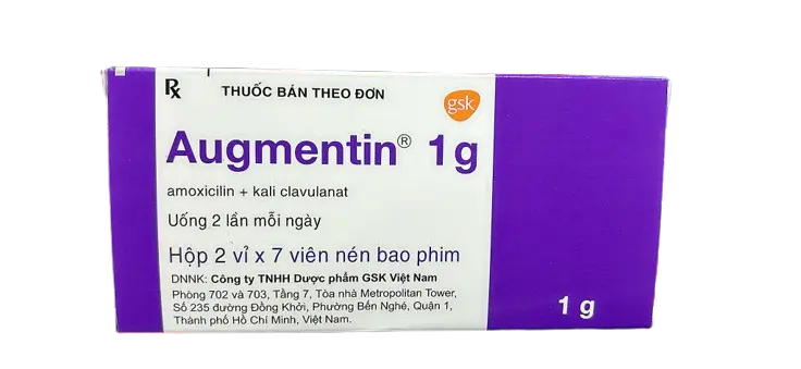 Augmentin 1g hộp 2 vỉ x 7 viên nén GSK