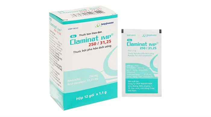 Claminat 250/31.25mg hộp 12 gói x 1.1g Imexpharm