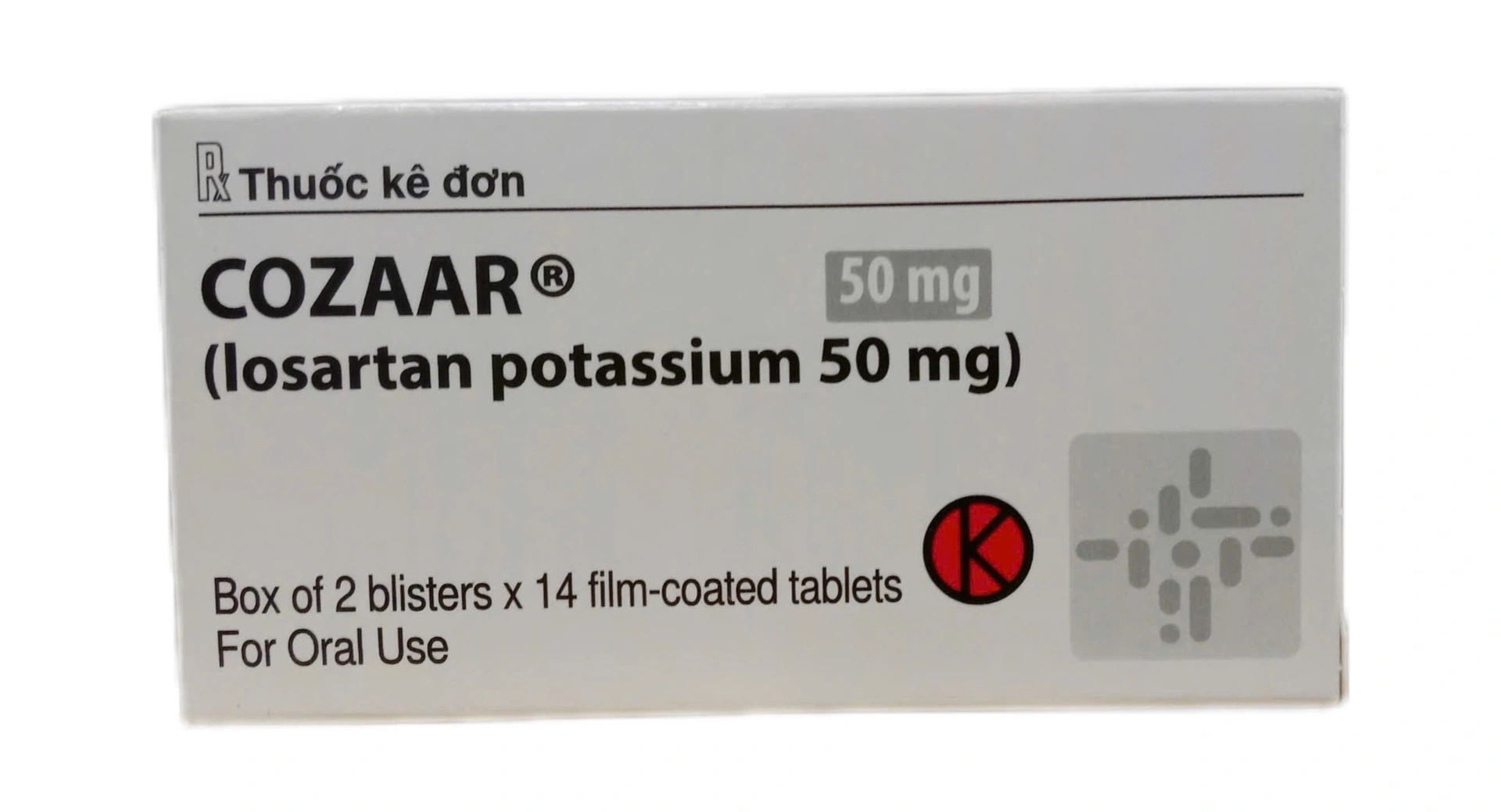 Cozaar Losartan 50mg hộp 2 vỉ x 14 viên nén Organon
