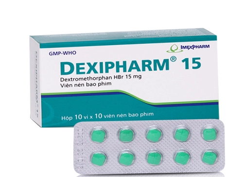 Dexipharm 15 Dextromethorphan HBR 15mg hộp 10 vỉ x 10 viên nén Imexpharm