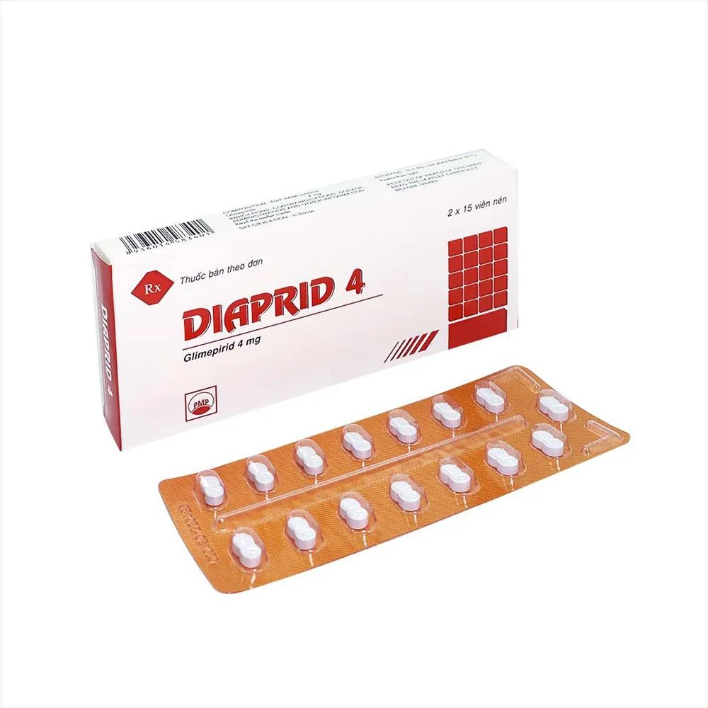 Diaprid Glimepiride 4mg hộp 2 vỉ x 15 viên nén Pymepharco