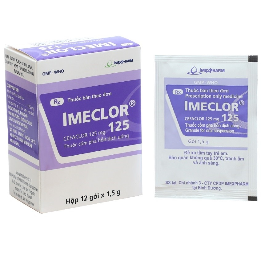Imeclor Cefaclor 125mg hộp 12 gói x 1.5g Imexpharm