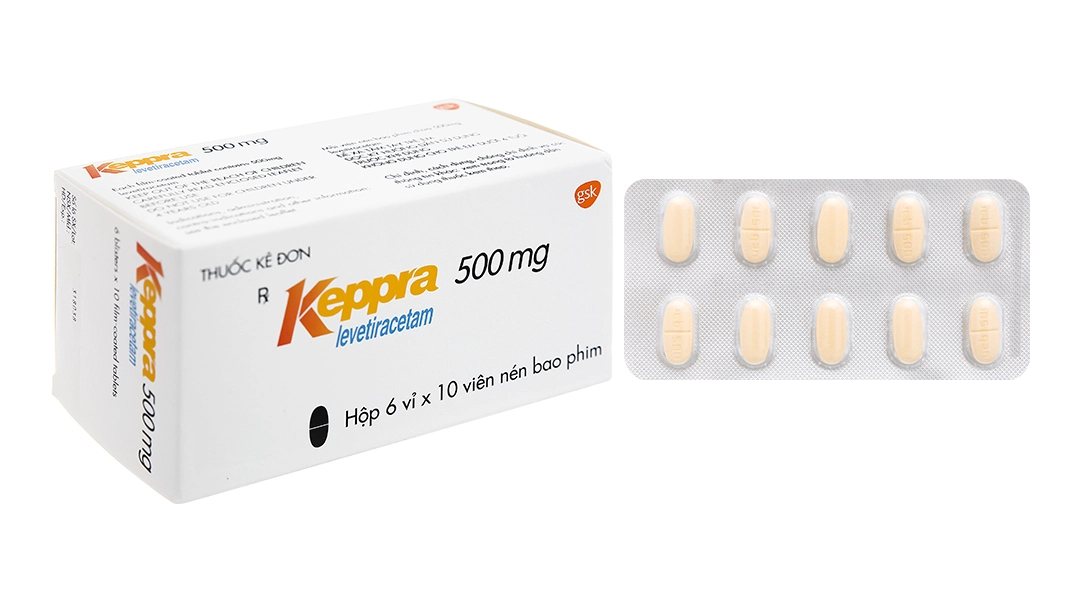 Keppra Levetiracetam 500mg hộp 6 vỉ x 10 viên nén GSK