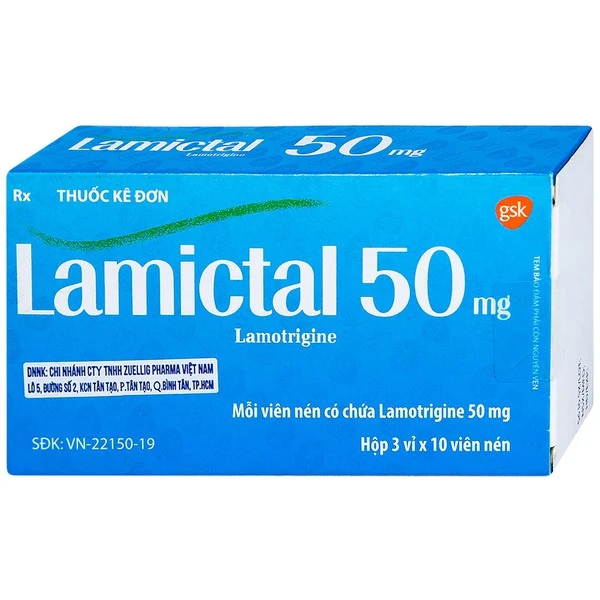Lamictal Lamotrigine 50mg hộp 3 vỉ x 10 viên nén Gsk