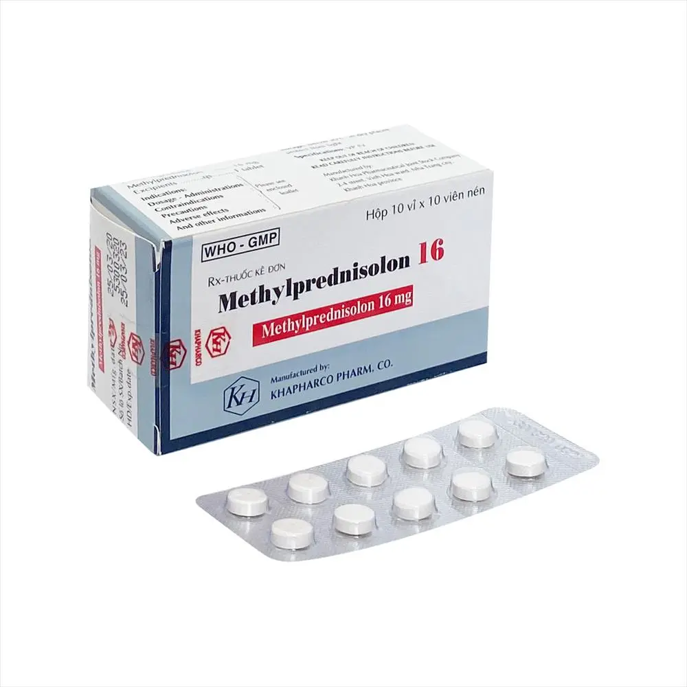 Methylprednisolon 16mg hộp 100 viên nén Khapharco Khánh Hòa (vỉ thường)