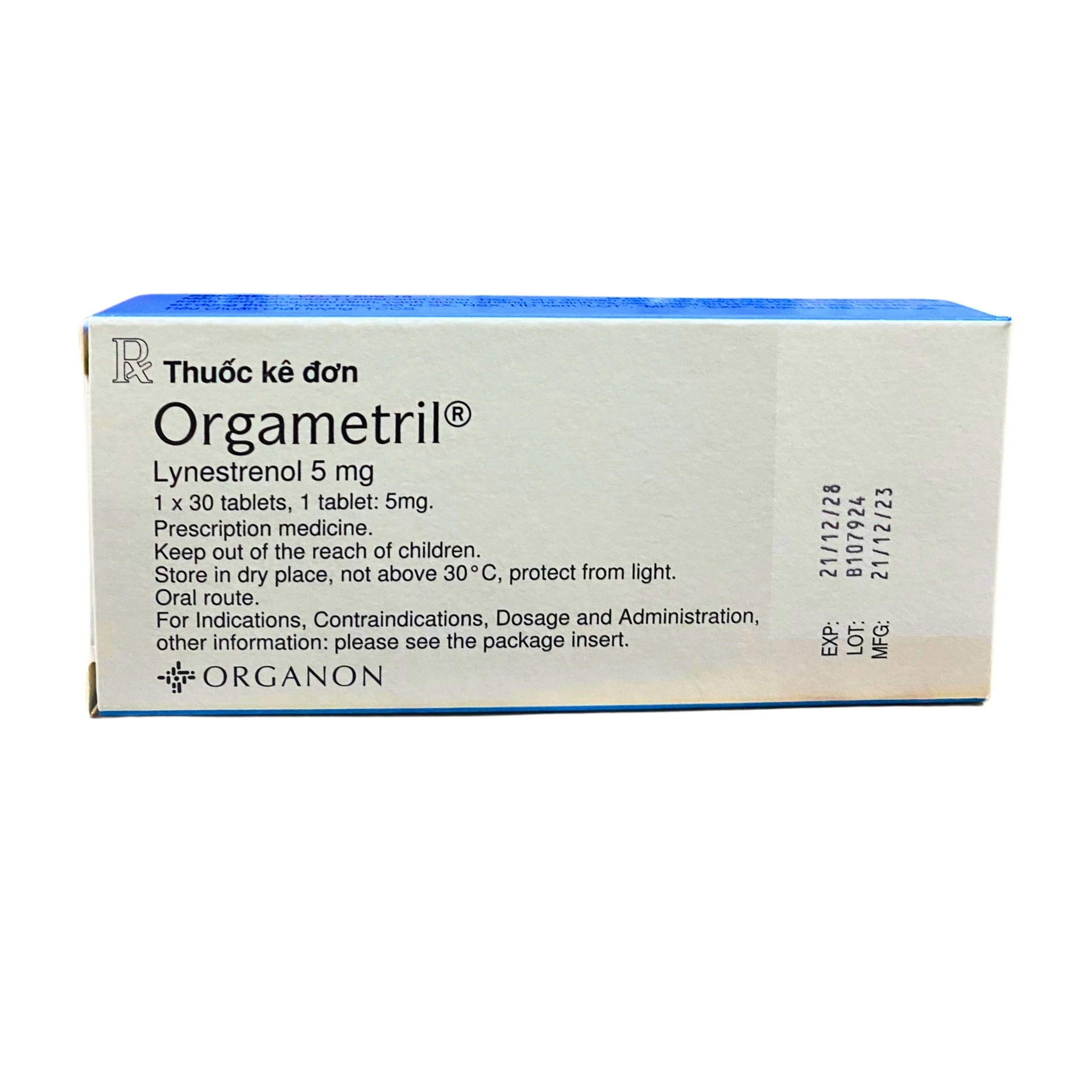 Orgametril Lynestrenol 5mg hộp 1 vỉ x 30 viên nén Organon