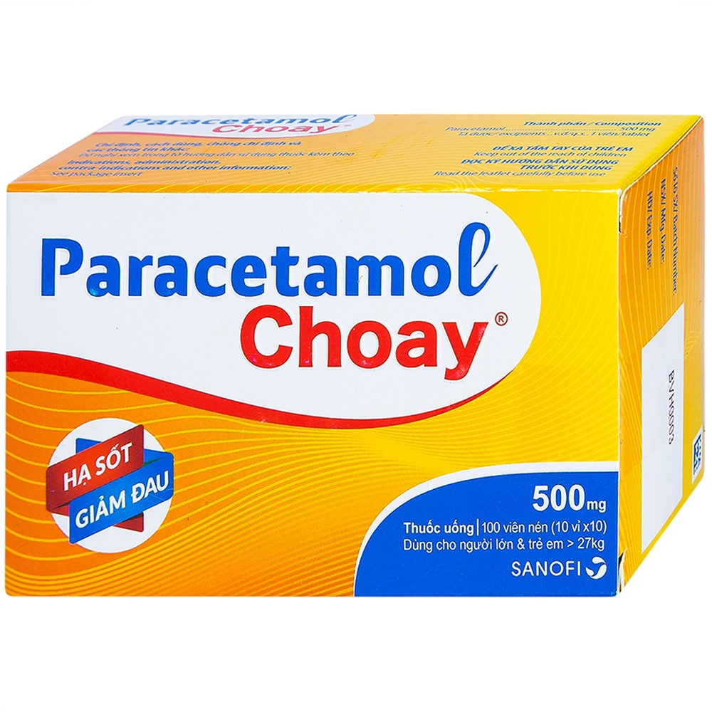Paracetamol Choay 500mg hộp 10 vỉ x 10 viên nén Sanofi