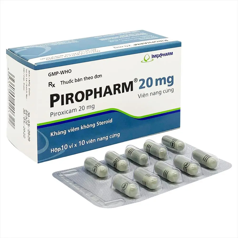 Piropharm Piroxicam 20mg hộp 10 vỉ x 10 viên nang Imexpharm