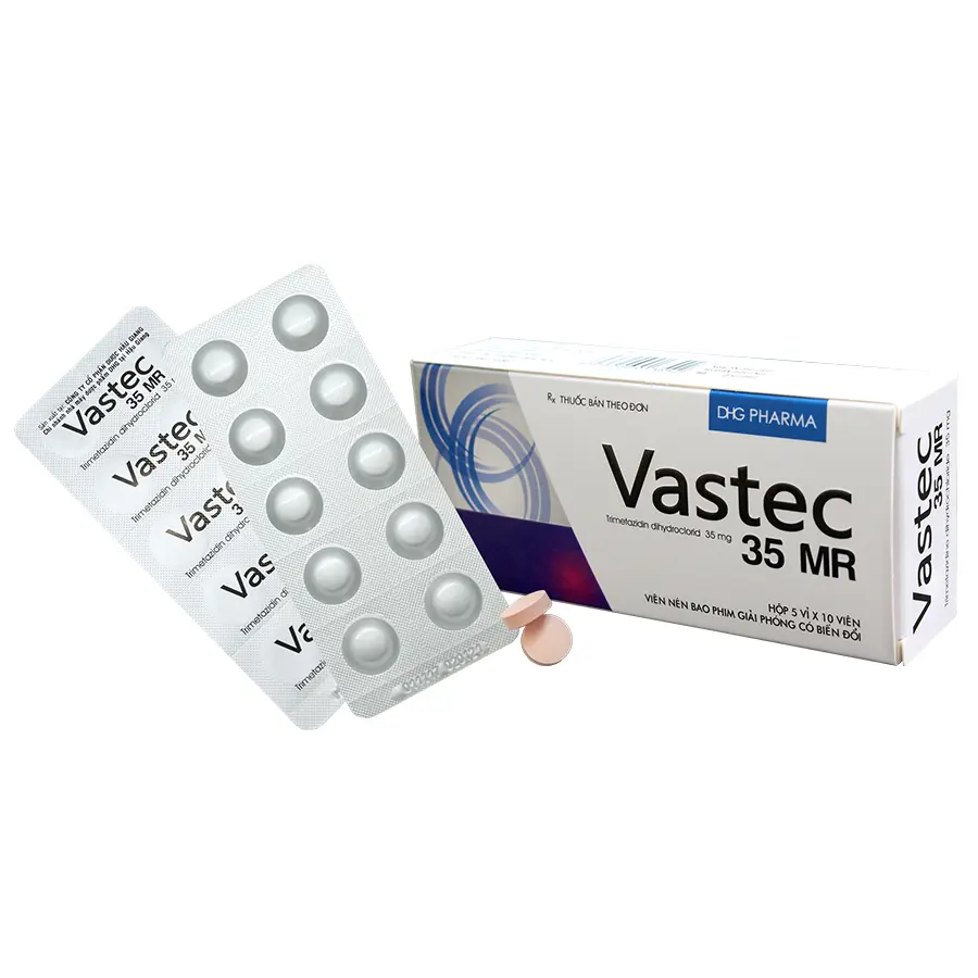 Vastec 35 MR Trimetazidin dihydroclorid 35mg hộp 5 vỉ x 10 viên nén DHG Hậu Giang