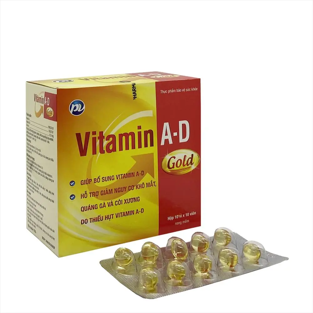 Vitamin AD Gold hộp 10 vỉ x 10 viên nang mềm Phúc Vinh