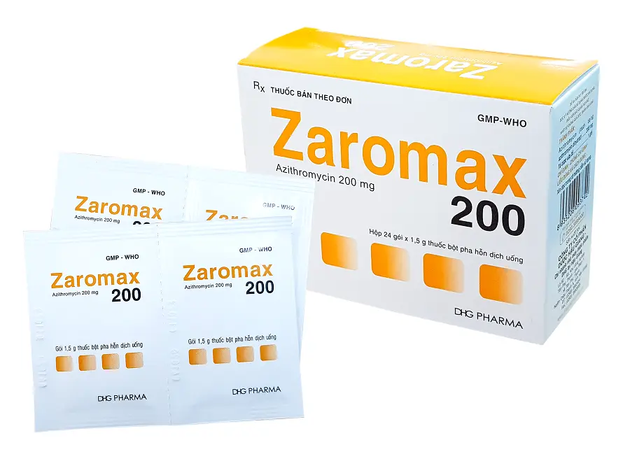 Zaromax Azithromycin 200mg hộp 24 gói Hậu Giang