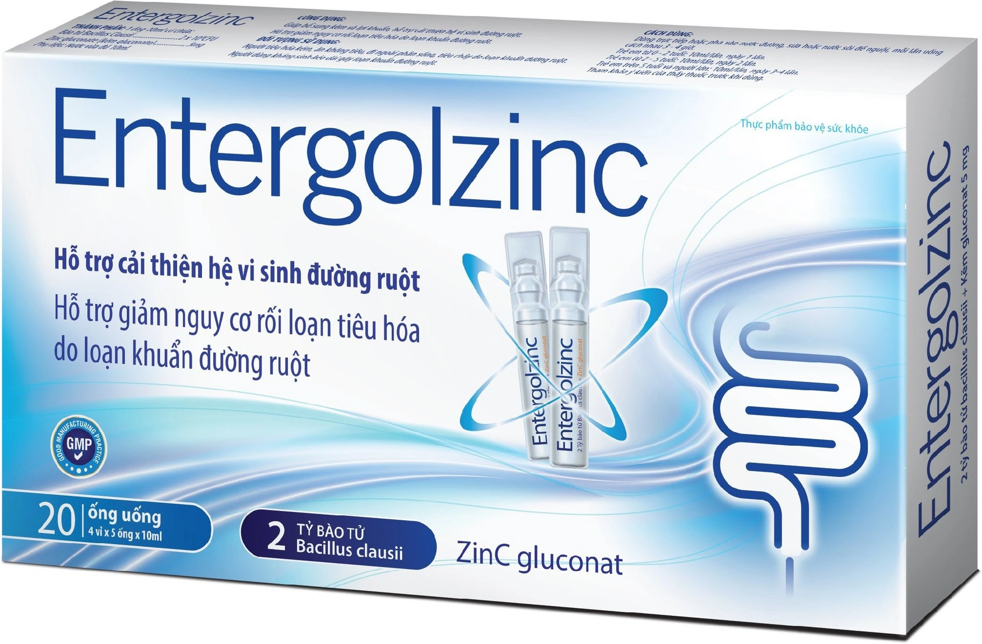 Entergolzinc hỗ trợ cải thiện hệ vi sinh đường ruột hộp 20 ống x 10ml Tradiphar