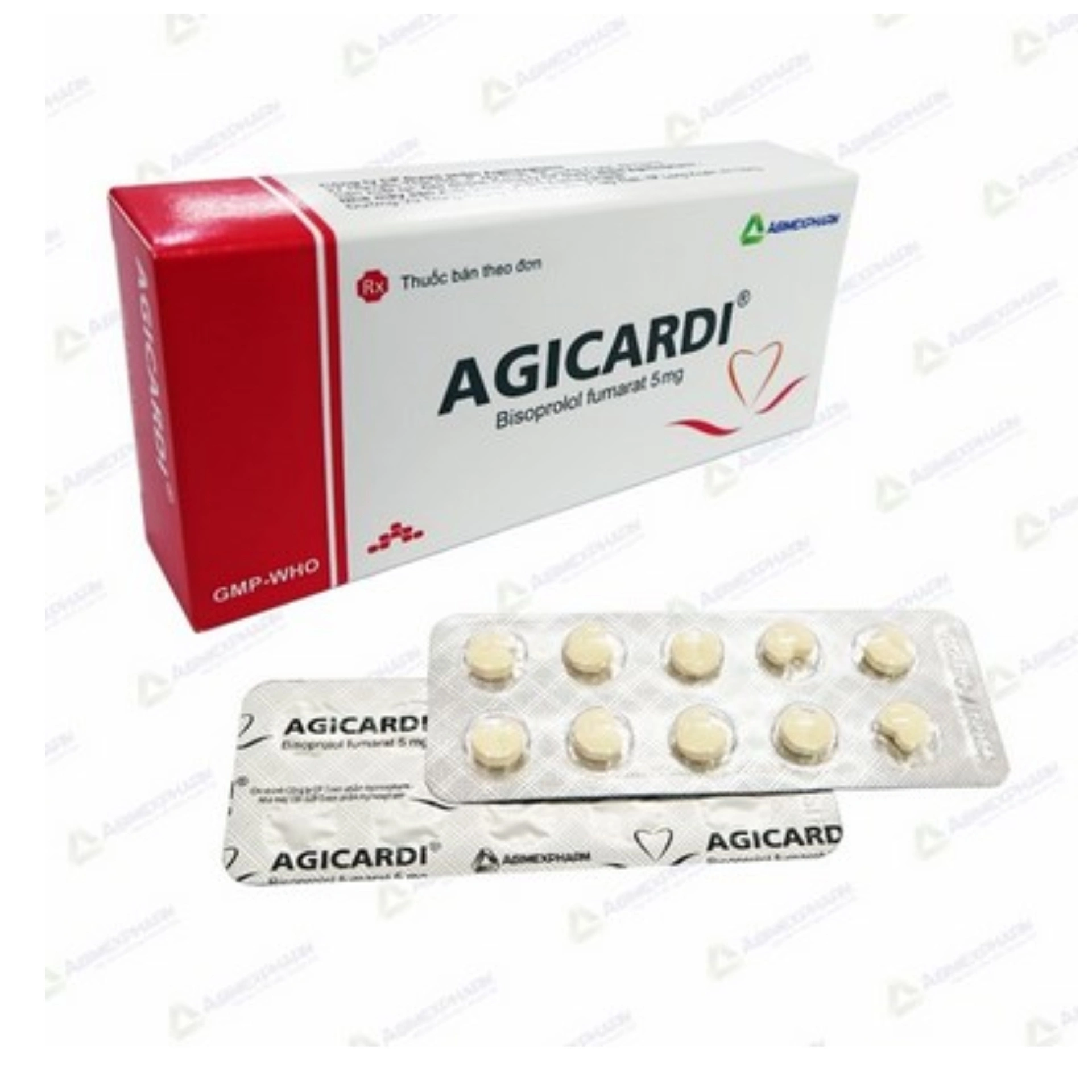 Agicardi bisoprolol fumarat 5mg hộp 3 vỉ x 10 viên Agimexpharm