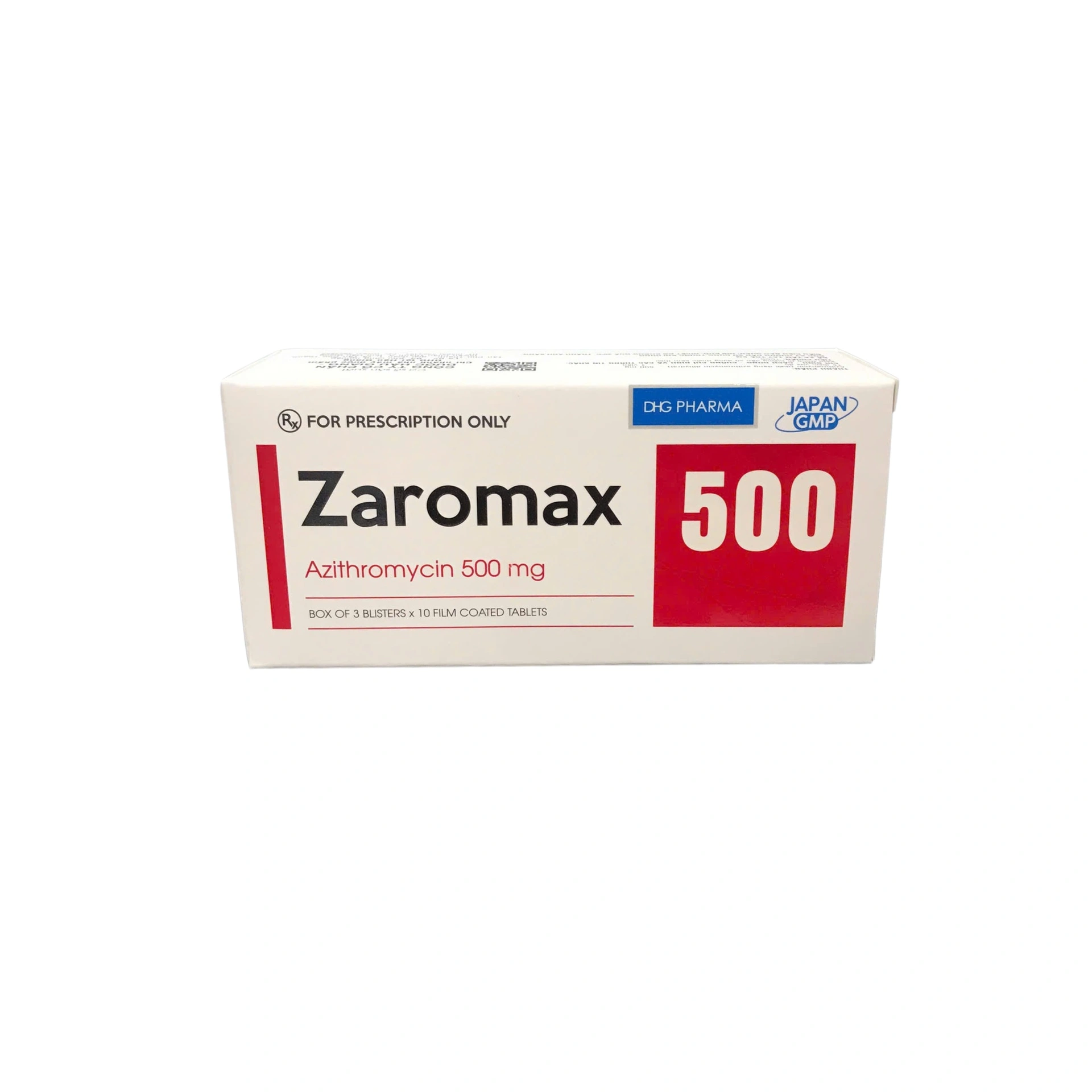 Zaromax Azithromycin 500mg hộp 3 vỉ x 10 viên nén Hậu Giang (Mẫu mới)