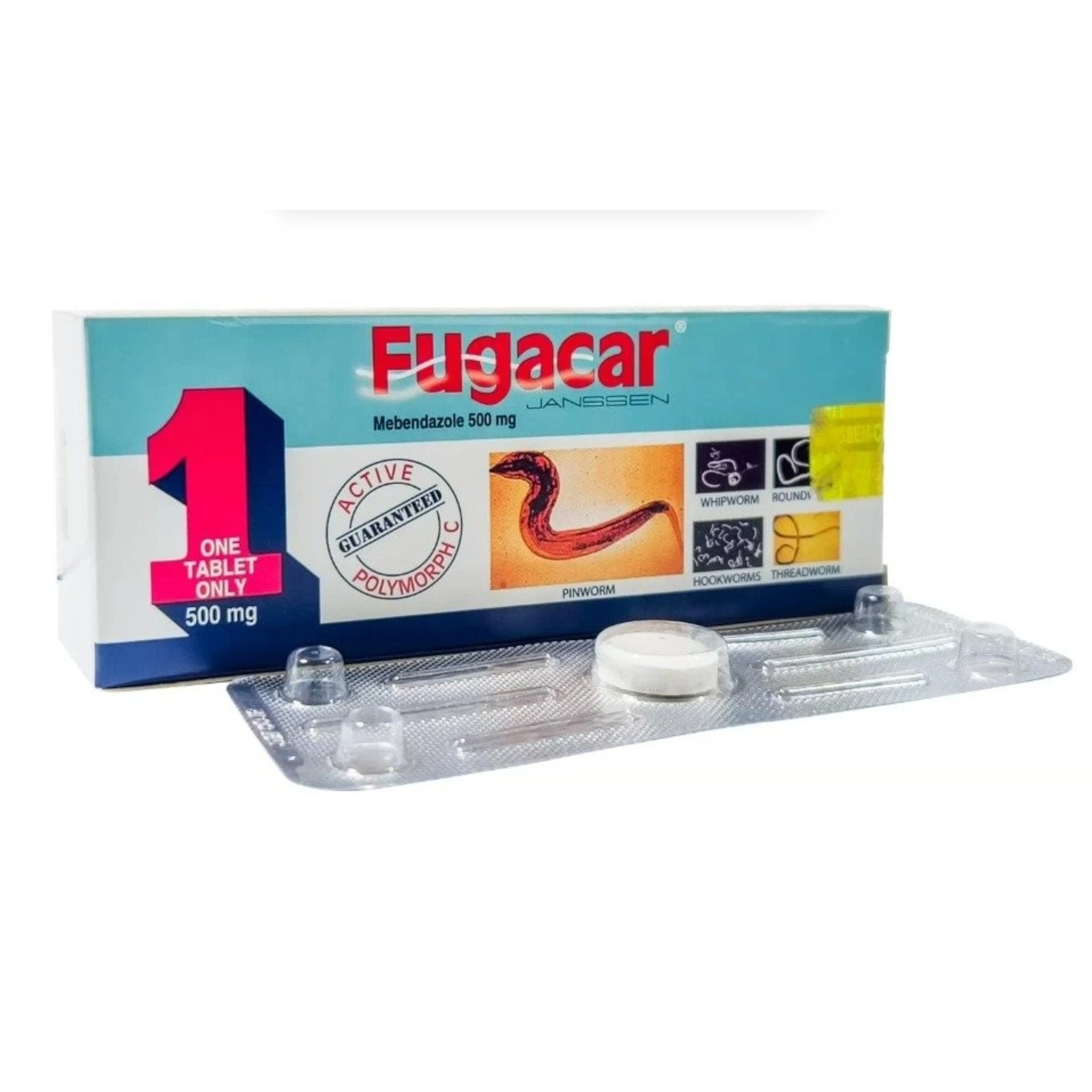 Fugacar Mebendazol 500mg Original hộp 1 viên Châu Âu
