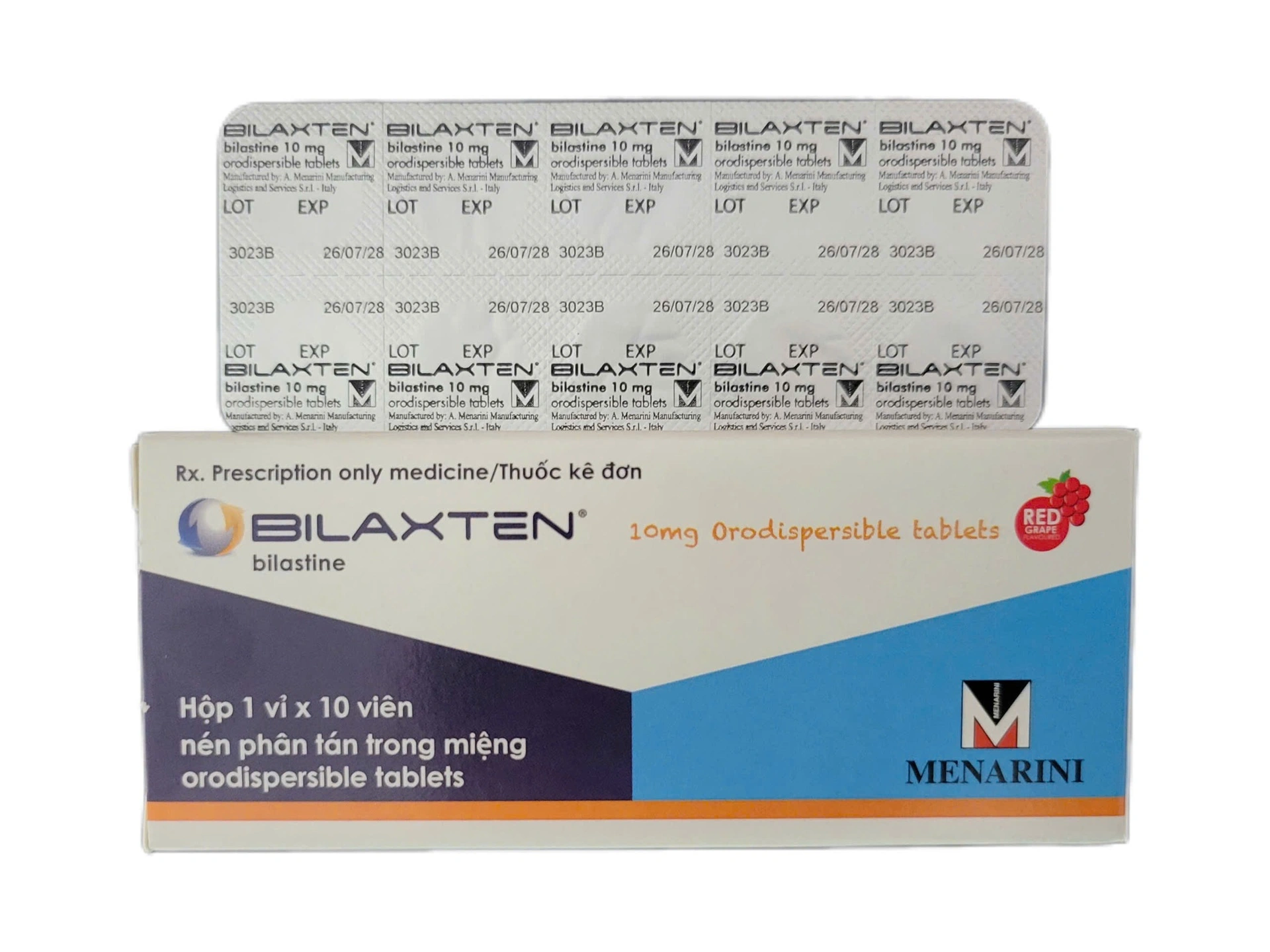 Bilaxten Bilastine 10mg hộp 1 vỉ x 10 viên nén Menarini