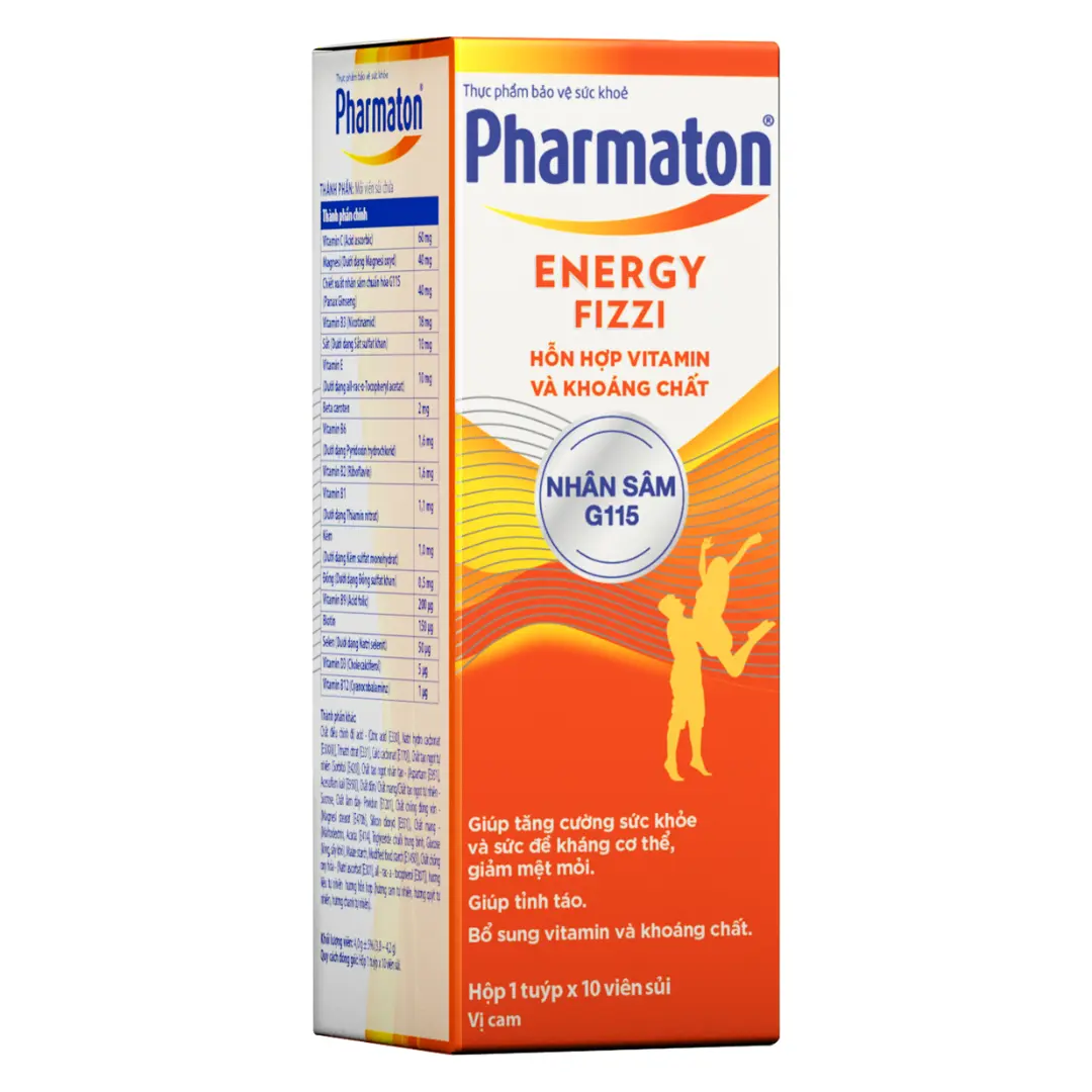 Pharmaton Energy Fizzi hộp 1 tuýp 10 viên sủi Sanofi