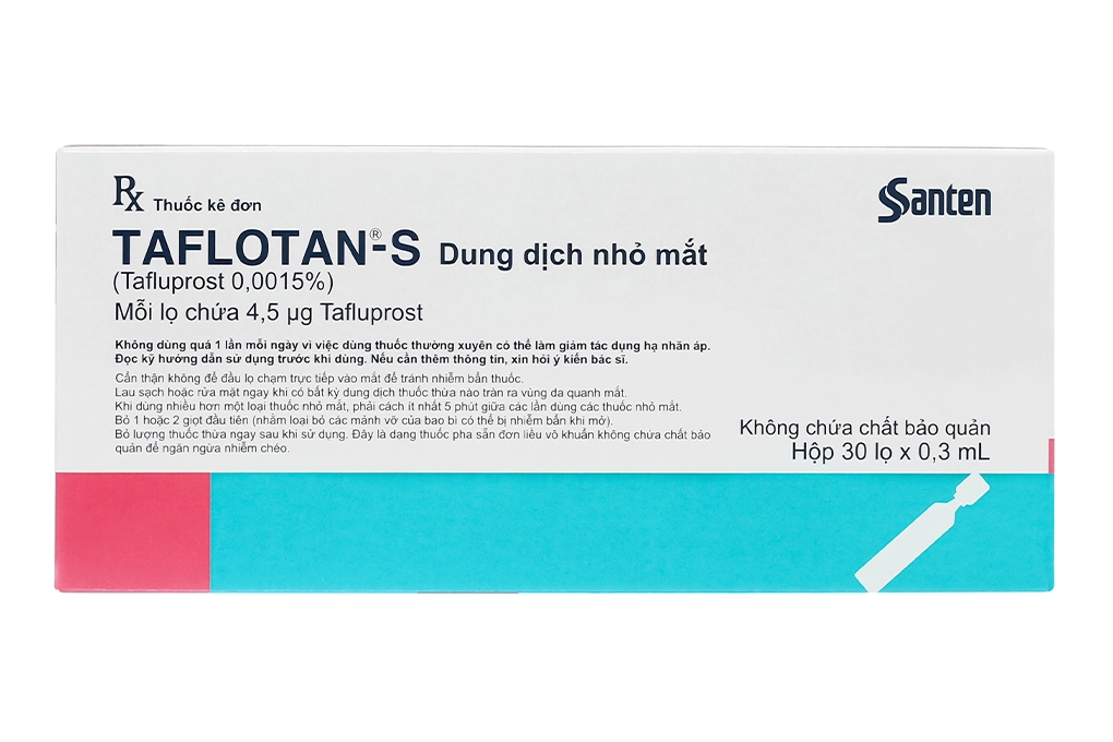 Dung dịch nhỏ mắt Taflotan-S Tafluprost hộp 30 lọ x 0.3ml Santen
